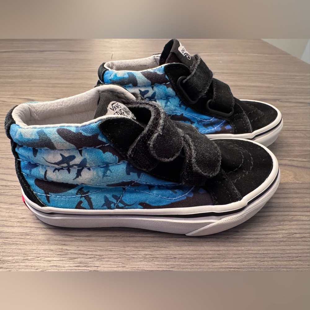 Vans Kids' Black and Blue Shark Sneakers